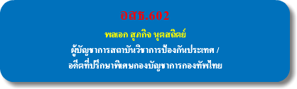 อสธ.602 พลเอก สุภกิจ นุตสถิตย์ ผู้บัญชาการสถาบันวิชาการป้องกันประเทศ / อดีตที่ปรึกษาพิเศษกองบัญชาการกองทัพไทย 